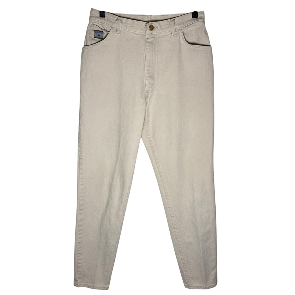 Vintage Wrangler for Women High Waisted 80's Baggy Style Mom Jeans - Cream Khaki